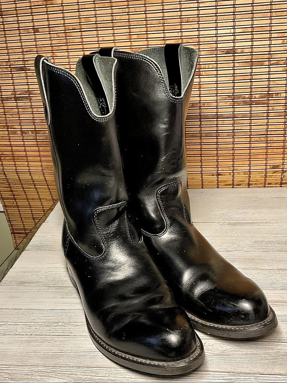 Black Leather Biltrite Neoprene Western Biker Military Boots pullon Size 11D USA